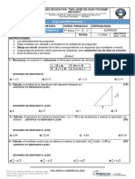 Evaluación parcial de matemática en la Unidad Educativa San José de Guaytacama