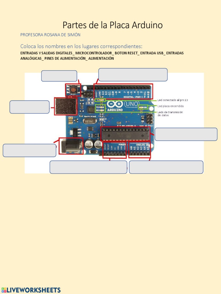 Partes de La Placa Arduino: Coloca Los Nombres en Los Lugares ...