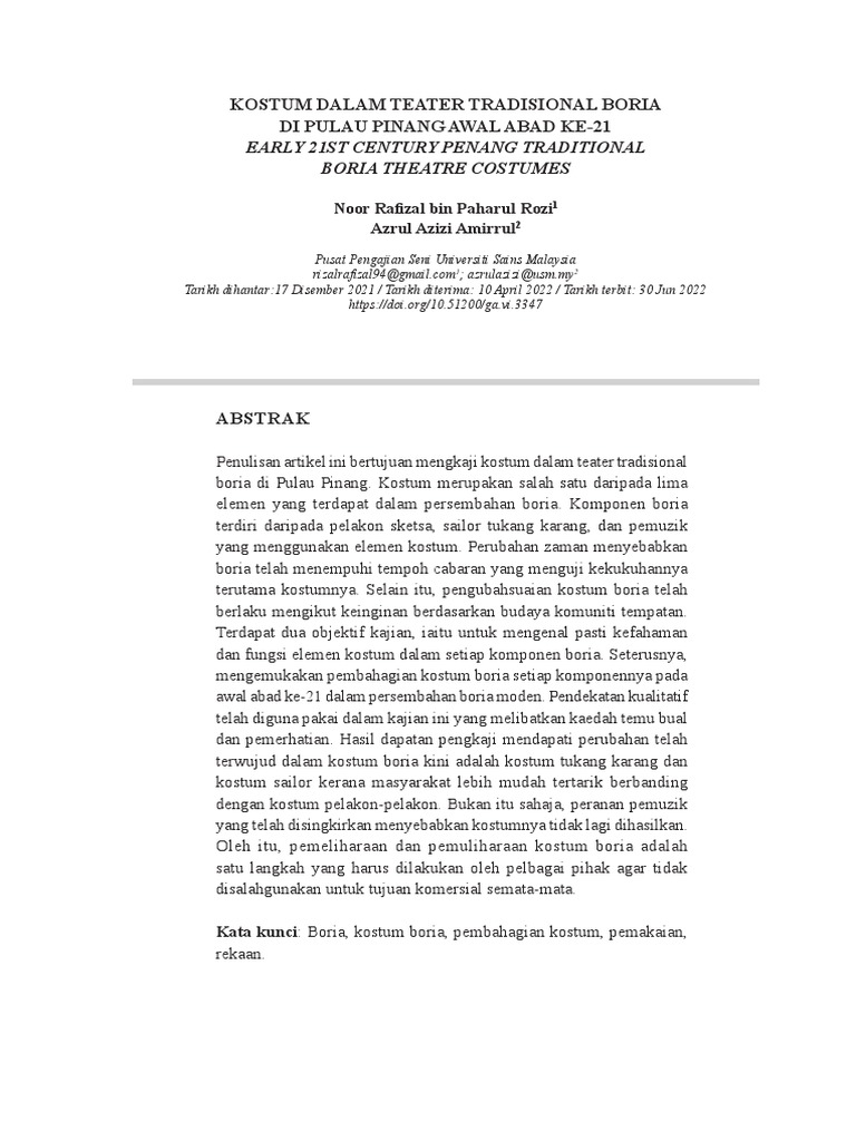 Bab+1 KOSTUM G12 (1) 2022 | PDF