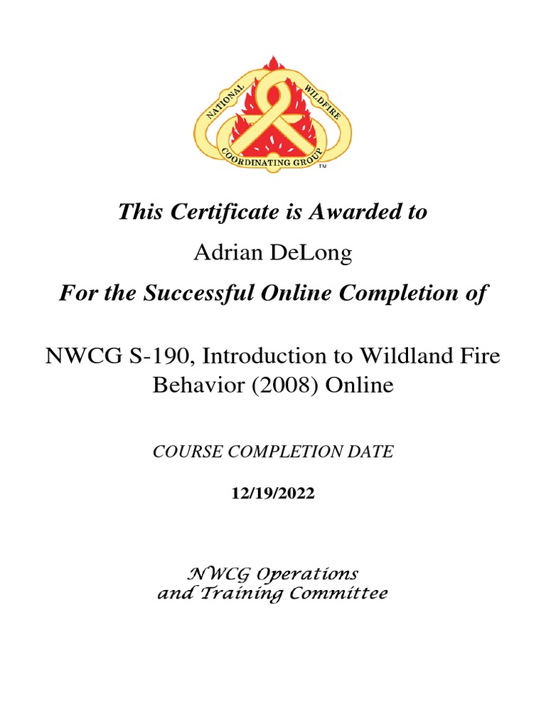 S 190 Certificate | PDF