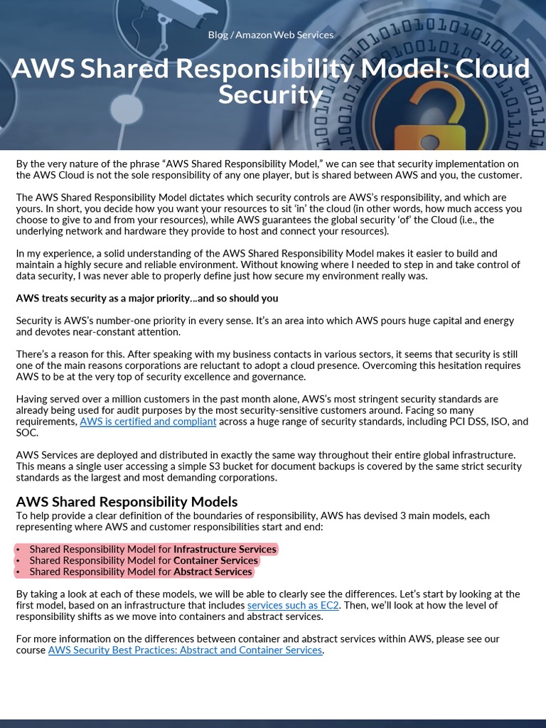 Shared Responsibility Model | Download Free PDF | Amazon Web Services ...