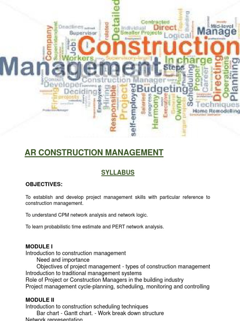 Construction project management notes download free pdf project