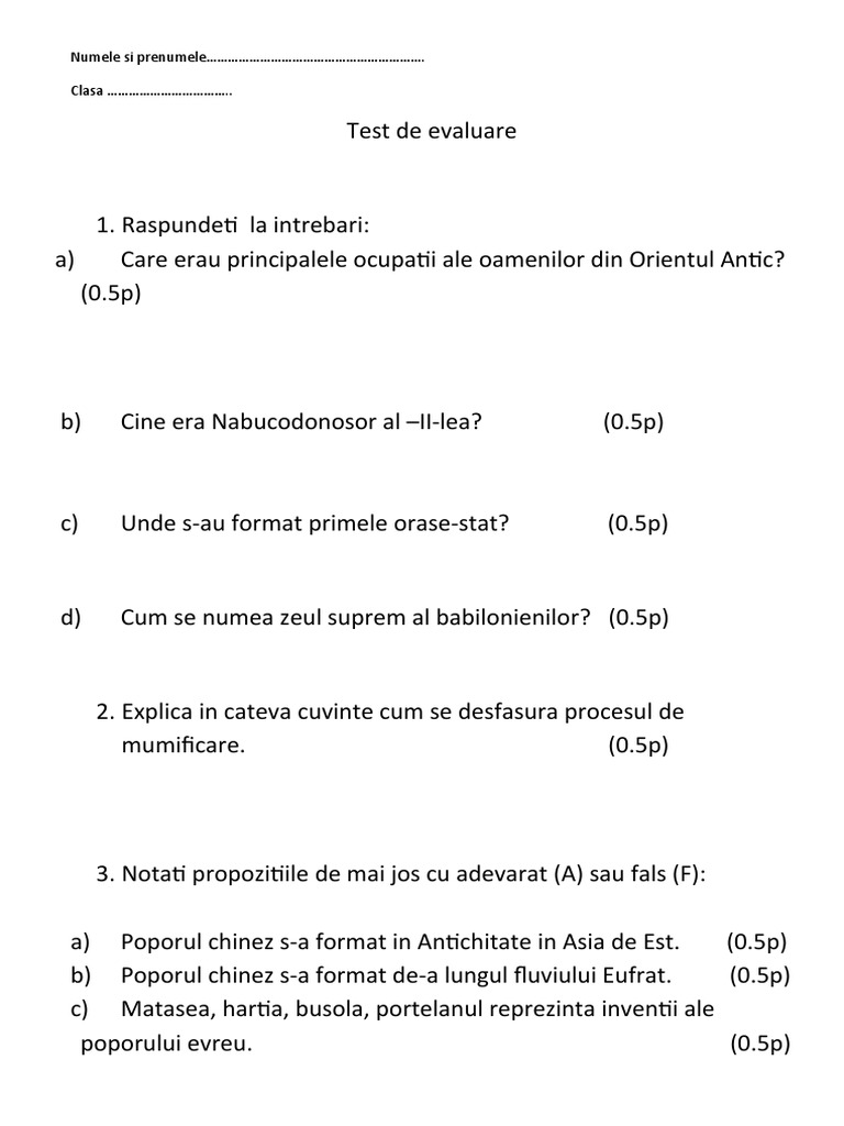 Test Istorie | PDF