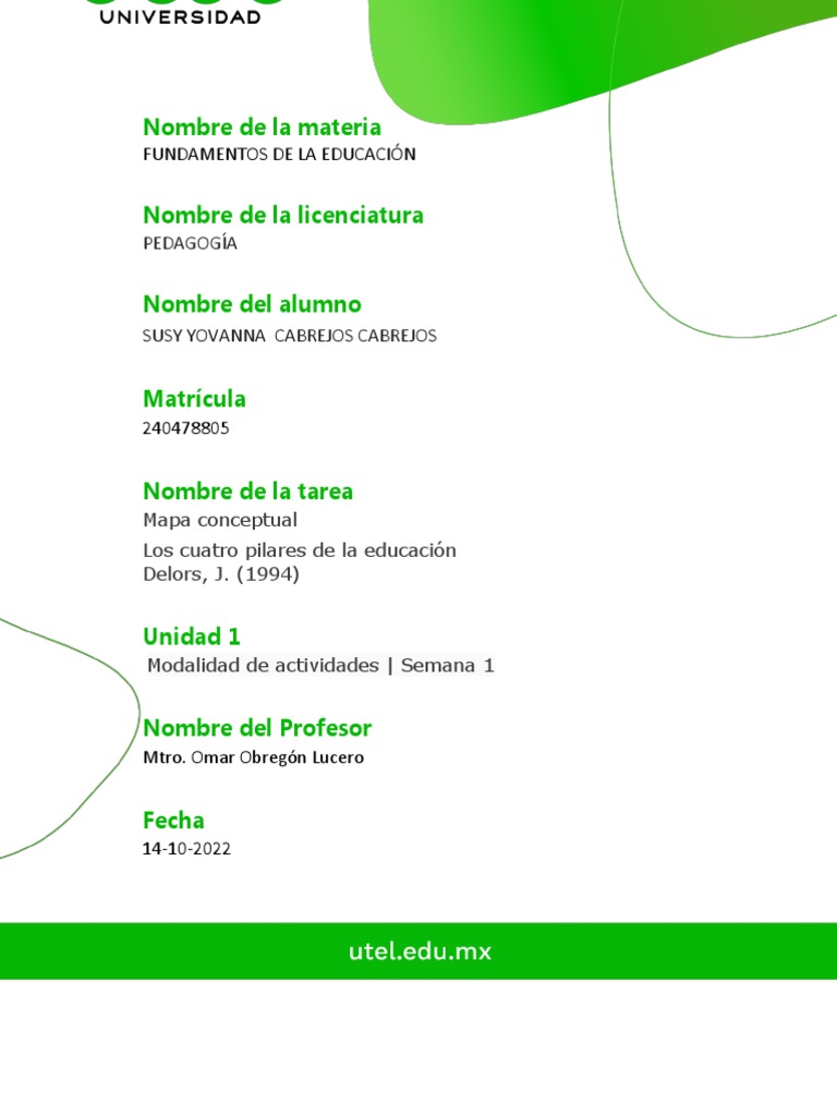 Mapa Conceptual: Pilares de la Educación | PDF