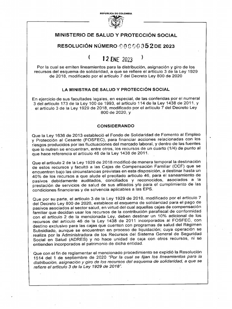 Resolución No. 052 de 2023 | PDF | Archivo de computadora