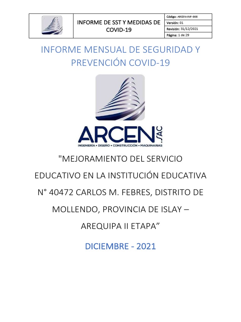 Informe Mensual de SST y COVID-19 2021 | PDF | Seguridad y salud ...