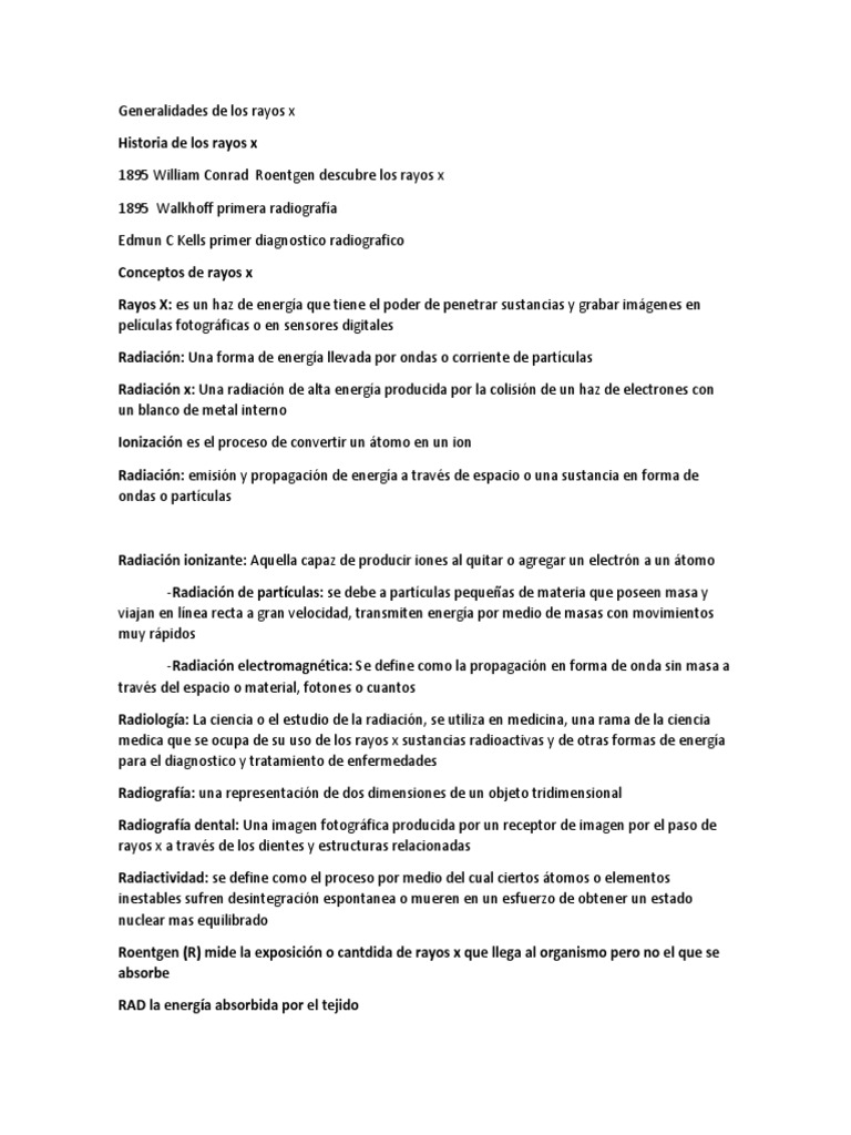 Generalidades de Los Rayos X | PDF | Rayo X | Radiación electromagnética