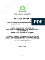 Eac Budget Speech For The 2021-2022 Fy