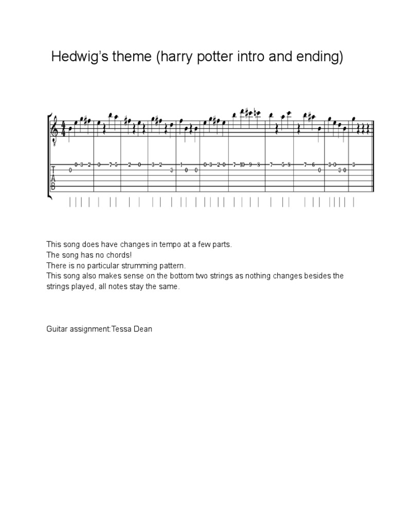 Hedwig's Theme (Harry Potter Intro and Ending) Guitar PDF
