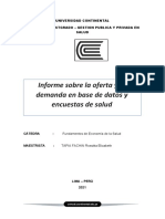 Informe Sobre La Oferta y La Demanda en Base de Datos y Encuestas de Salud