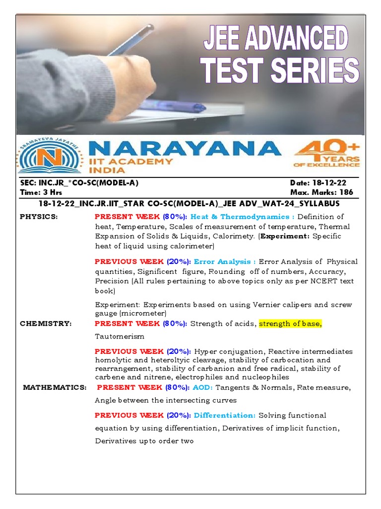 18-12-22 - Inc - Jr.iit - Star Co-Sc (Model-A) - Jee Adv - 2016 (P-I ...
