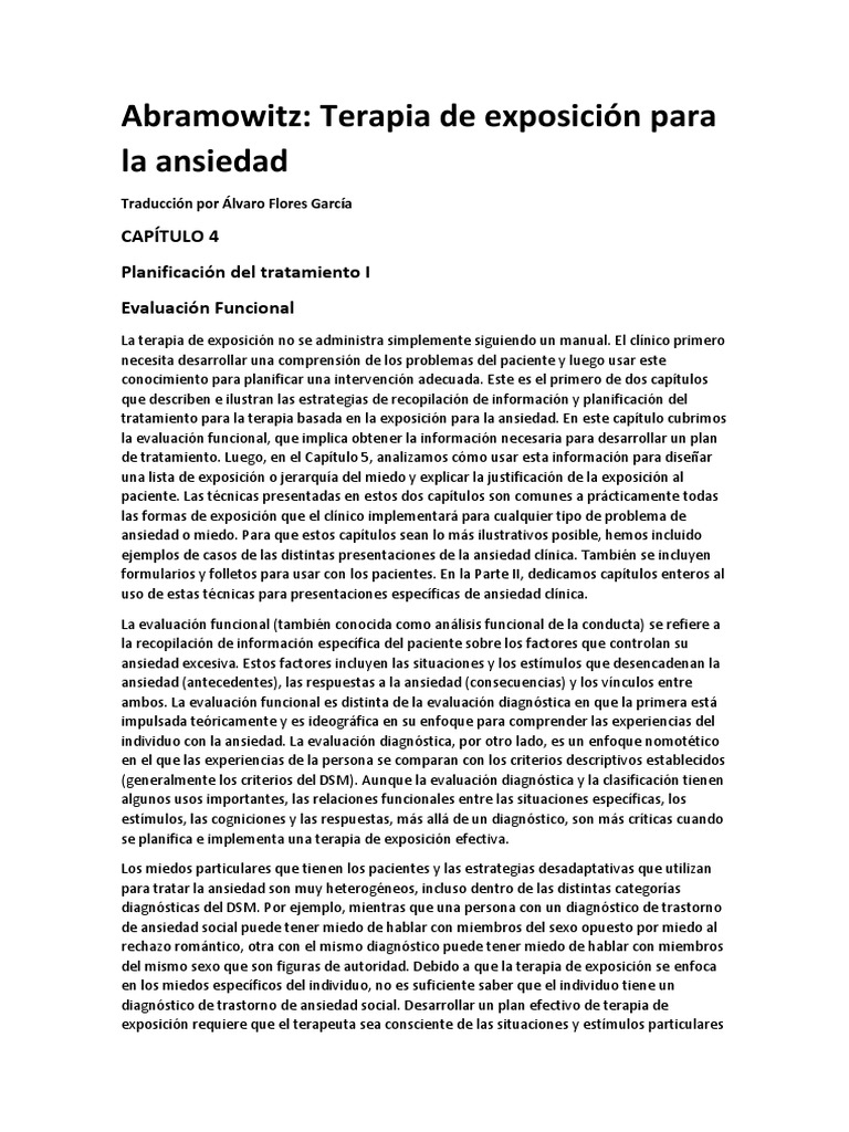 Abramowitz Terapia de Exposicion para La Ansiedad PDF Ansiedad