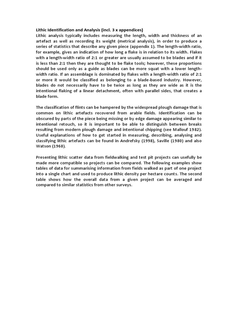 Scarf Lithic Idenitification And Analysis Pdf Stone Age Tools