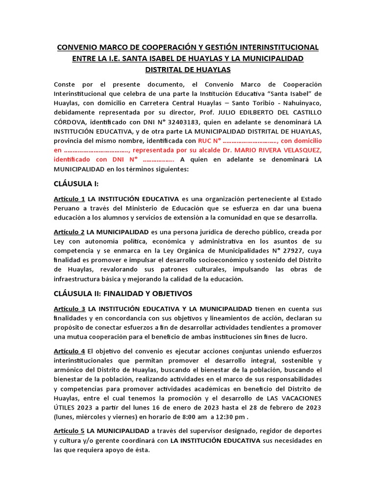 Convenio Interinstitucional | PDF | Gobierno local | Institución