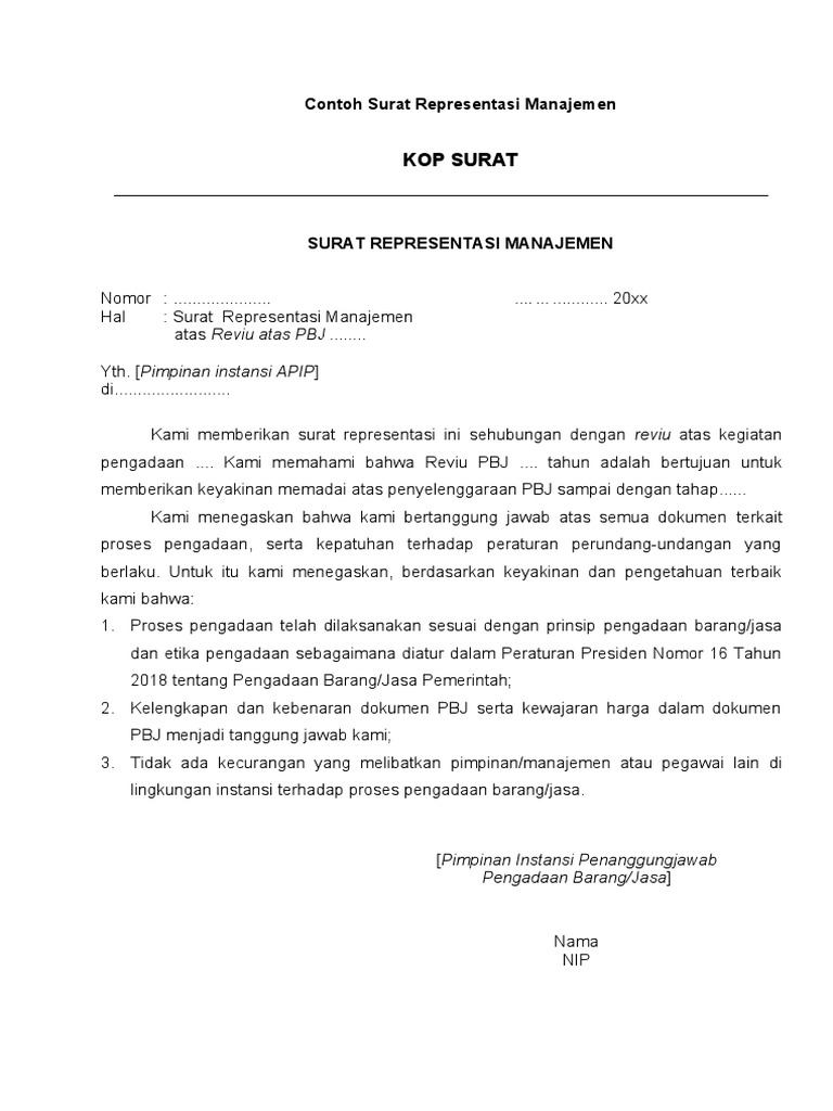 Contoh Surat Representasi Manajemen | PDF