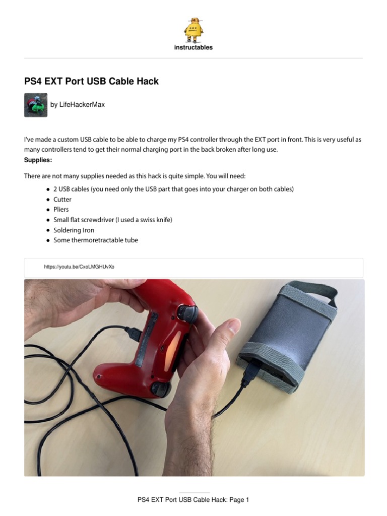 PS4 EXT Port USB Cable Hack PDF Electrical Connector Usb