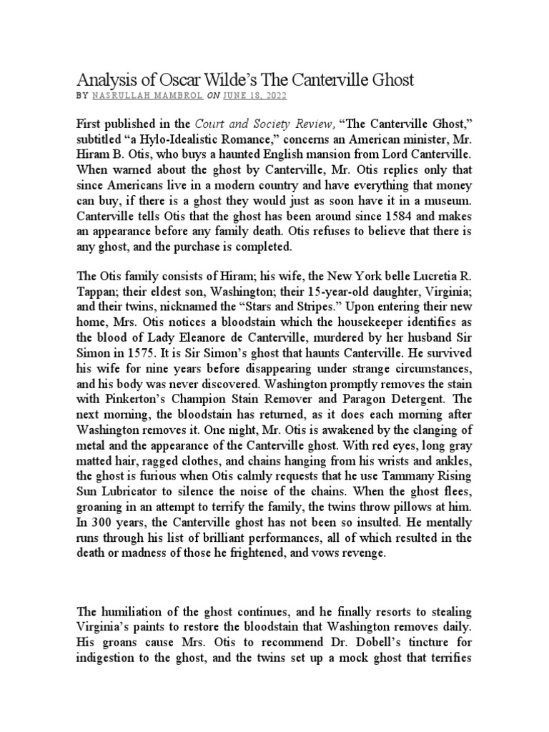 El Fantasma De Canterville Pdf