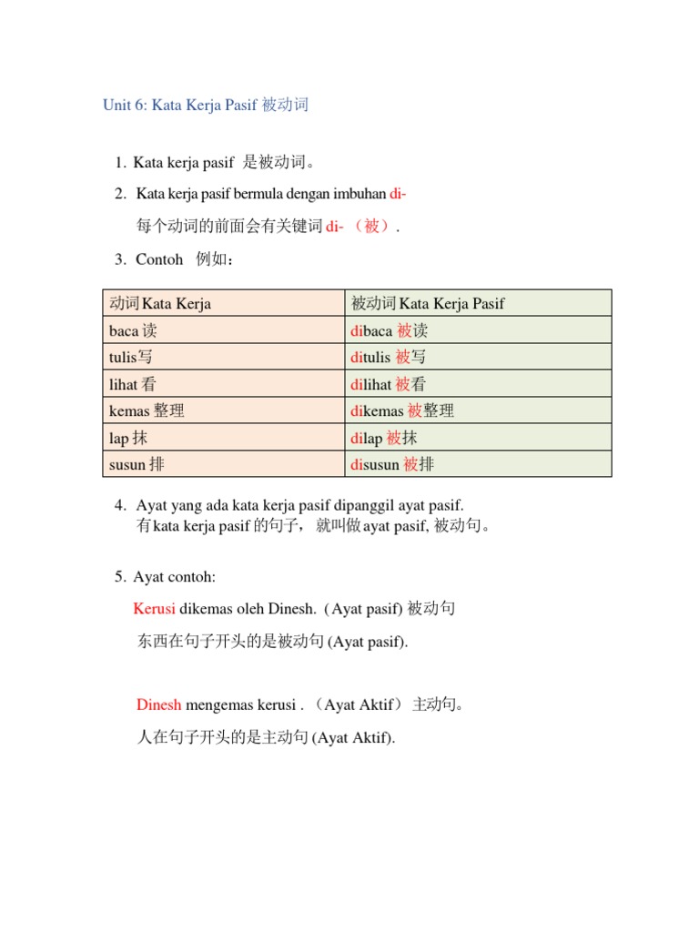 Unit 6 Kata Kerja Pasif | PDF