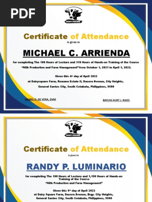 Certificate of Attendance