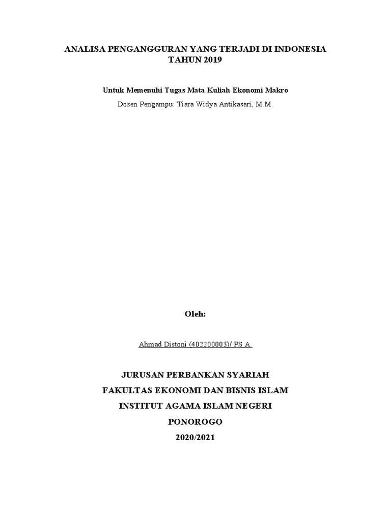 Template Laporan Ekonomi Makro PDF Ilmu Sosial