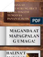 Pagbasa at Pagsusuri NG Iba'T Ibang Teksto Tungo Sa Pananaliksik