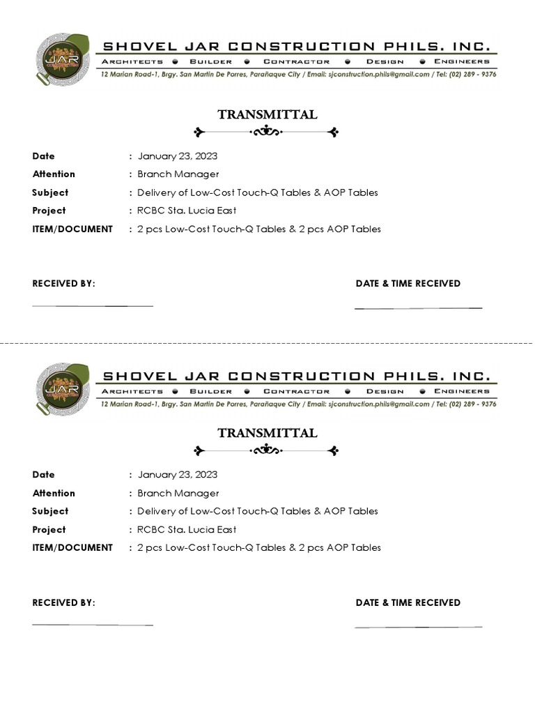 Transmital Form Sta. Lucia East PDF