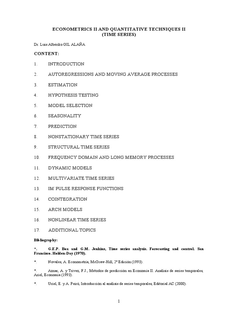 Time Series Analysis Techniques | PDF | Stationary Process ...