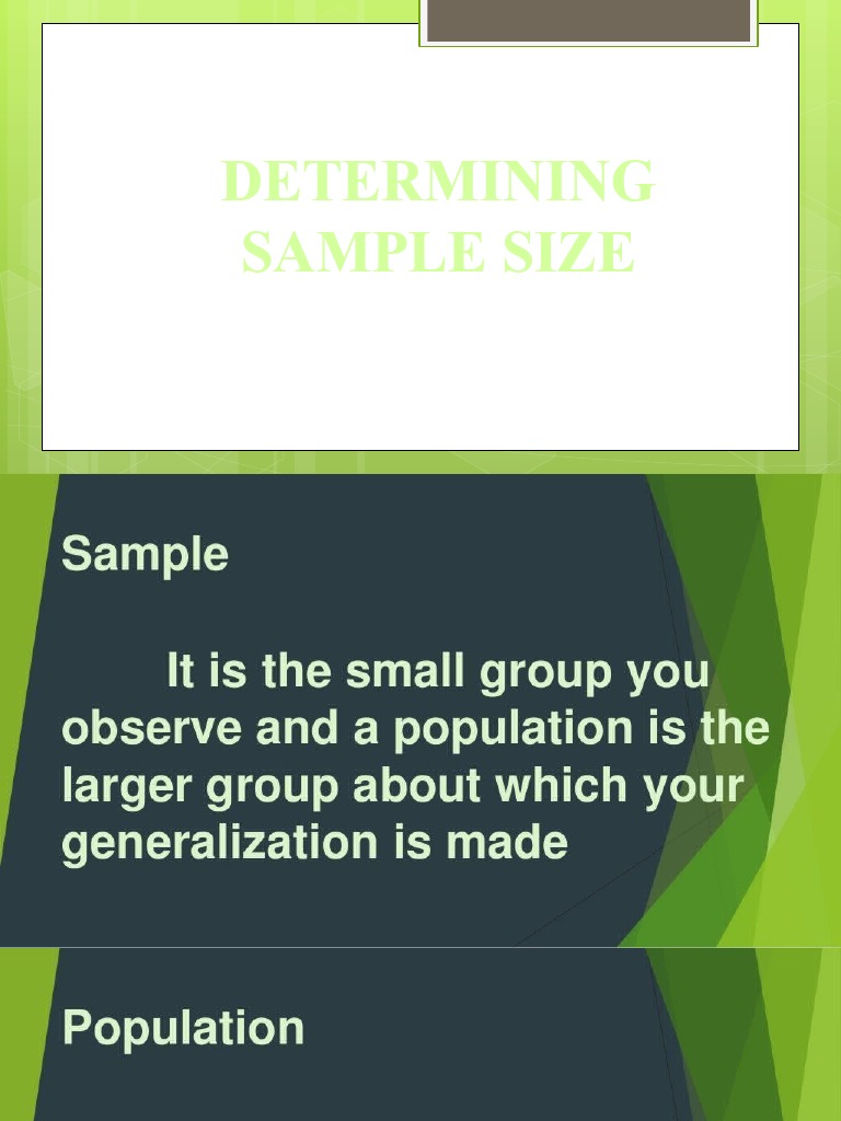 Determining The Sample Size Calculator