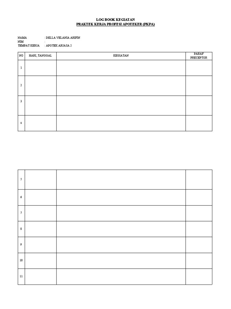 Log Book Kegiatan | PDF