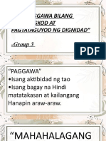 Ang Paggawa Bilang Paglilingkod at Pagtataguyod NG Dignidad