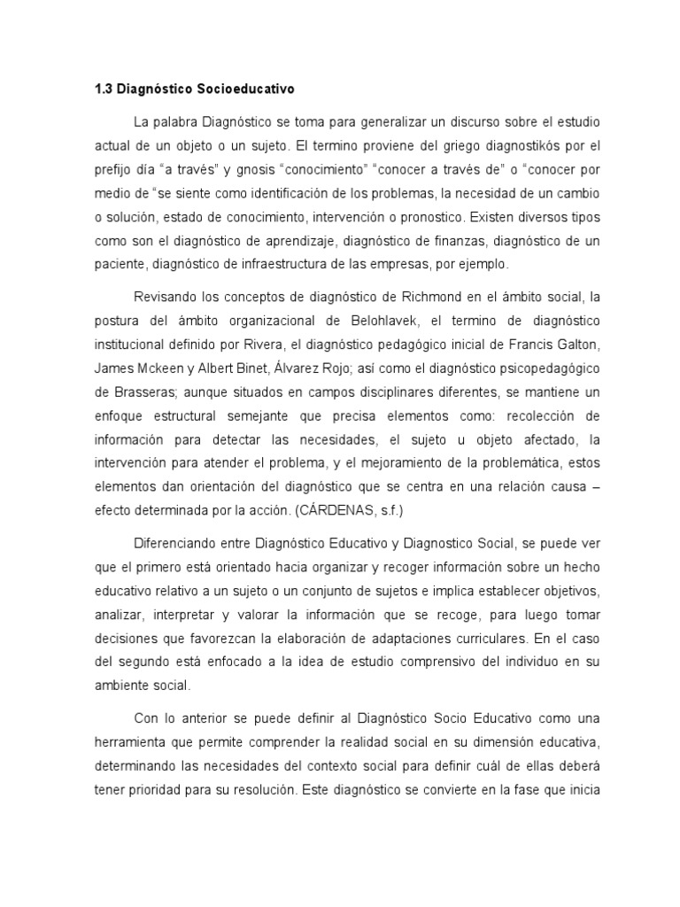 Definición y Modelos de Diagnóstico Socioeducativo | PDF | Aprendizaje ...