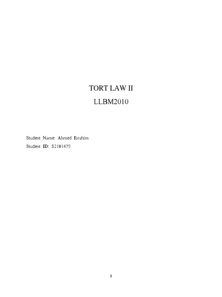 Tort Law Exam Questions and Answers PDF Legal Liability Defamation
