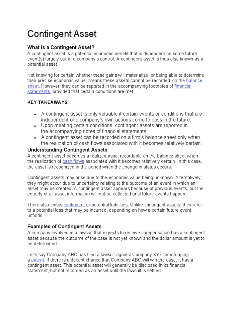 Contingent Asset PDF International Financial Reporting Standards Accounting