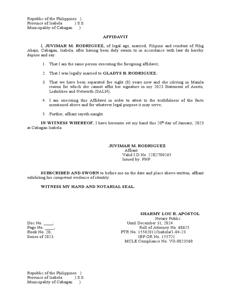 Affidavit of Widow PDF Affidavit Public Law