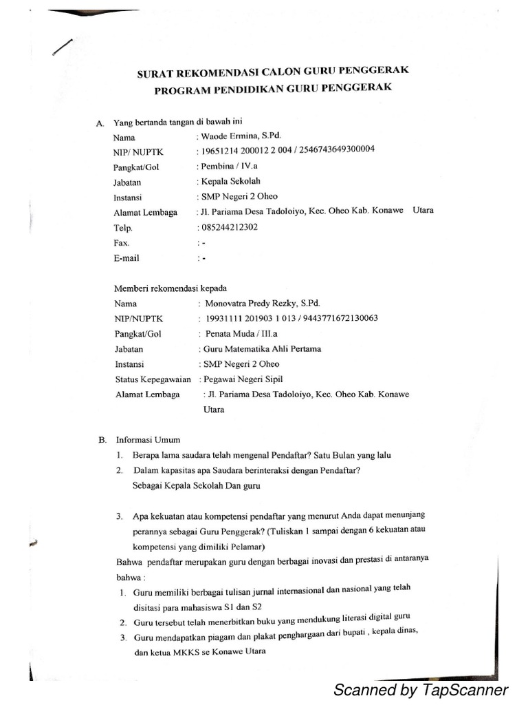 Surat Rekomendasi | PDF