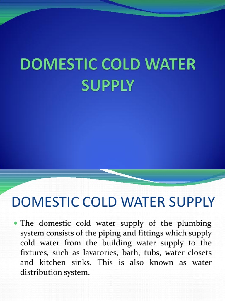 Domestic Cold Water Supply System | PDF | Plumbing | Valve