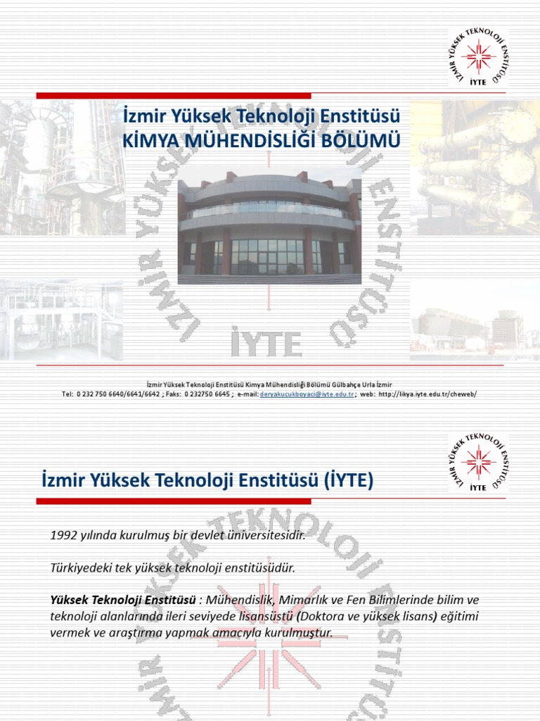 Iyte Kimya Muh Tanitim Sunumu 2019 | PDF