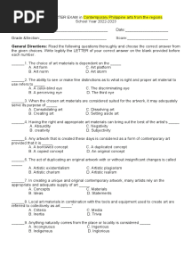 (Updated) SECOND QUARTER EXAM in Contemporary Philippine Arts From The Regions