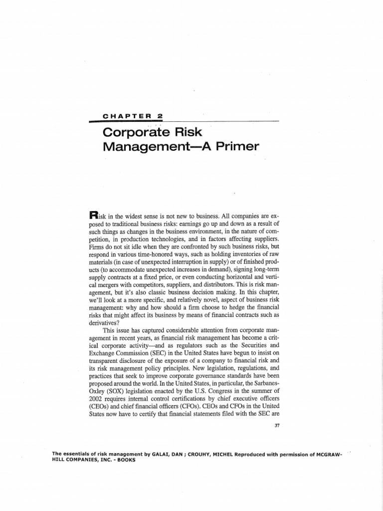 Reading 5 - Corporate Risk Management | PDF