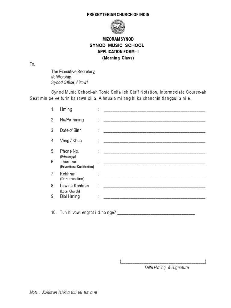 Solfa Zirna Form & Hriattur Pawimawh 2023 PDF Protestant