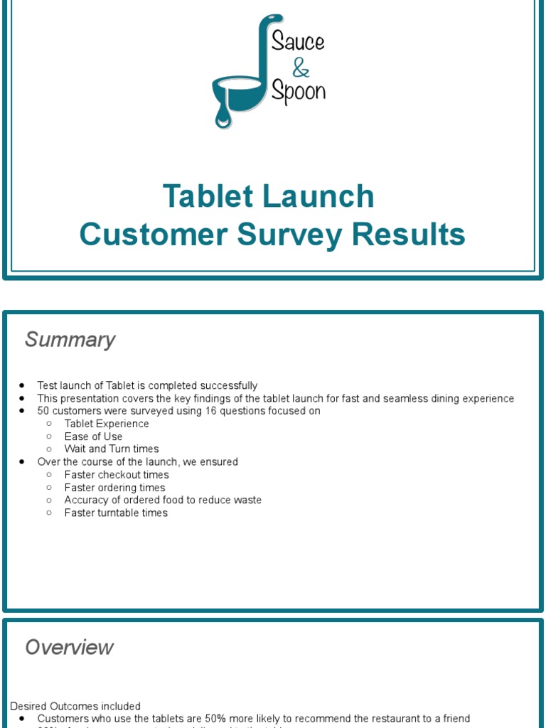 Sauce & Spoon Test Launch Findings | PDF