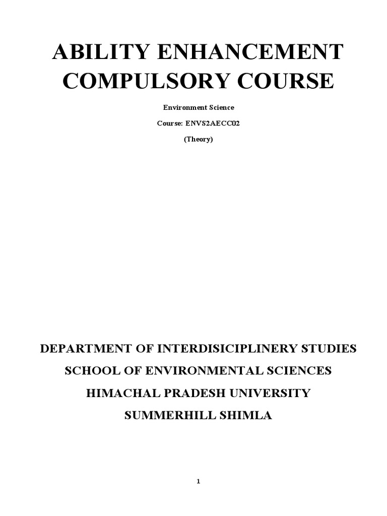 Syllabus of Environment Science PDF
