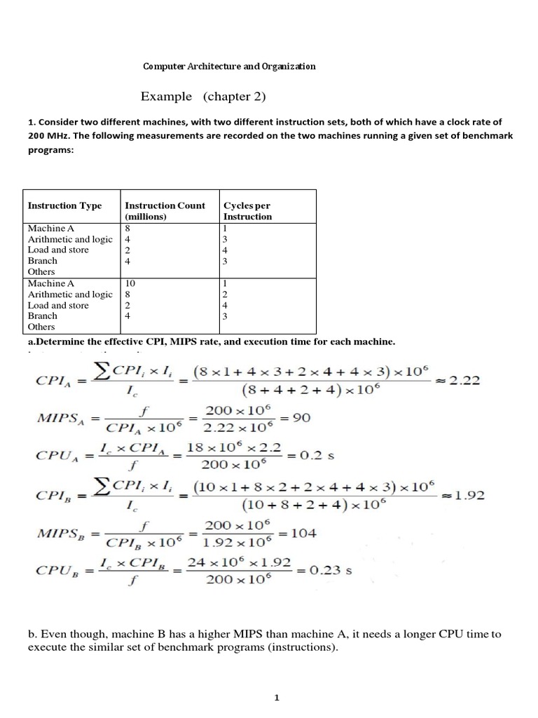 Effective CPI and MIPS Analysis of Machines | PDF | Central Processing ...