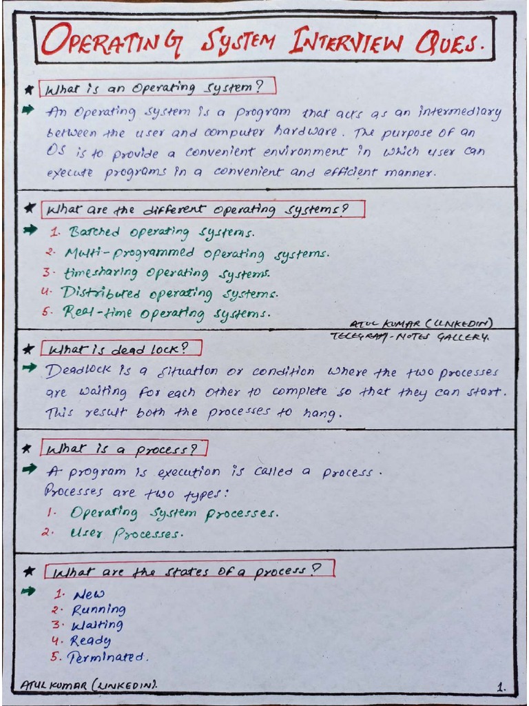 Operating system interview questions pdf