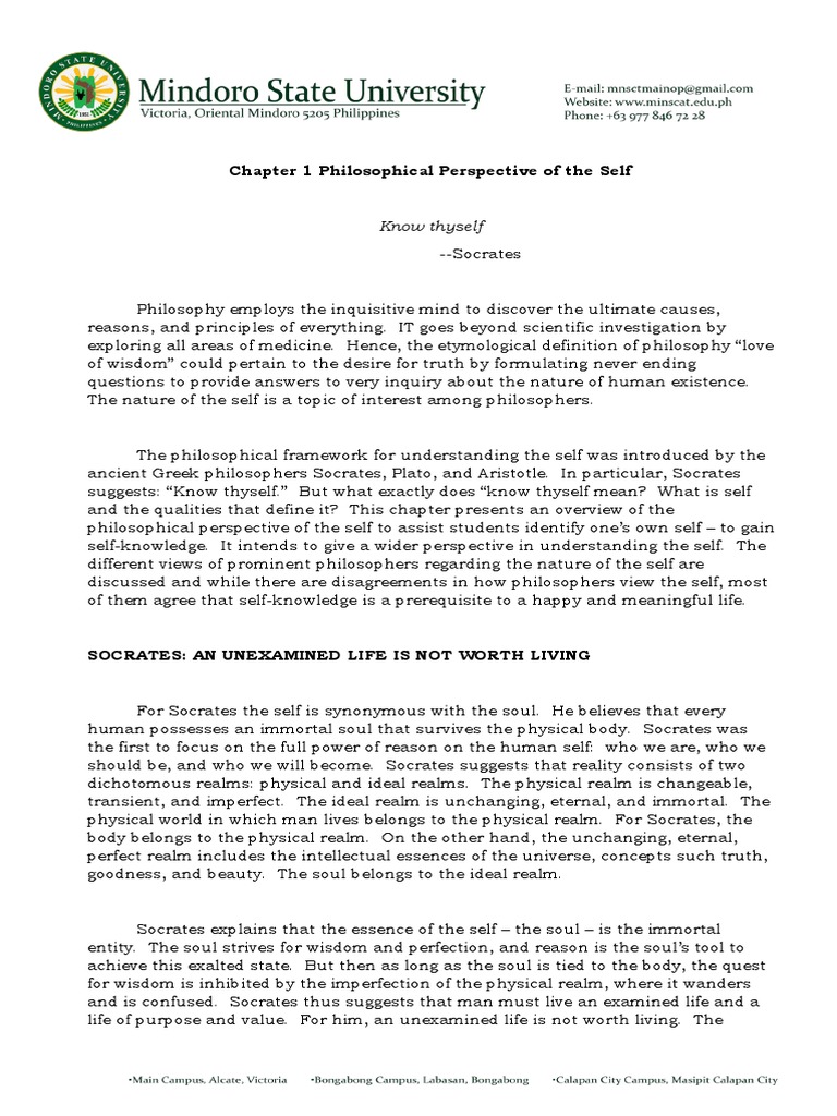Philosophical Perspectives on the Self | PDF | Soul | Philosophy Of Self