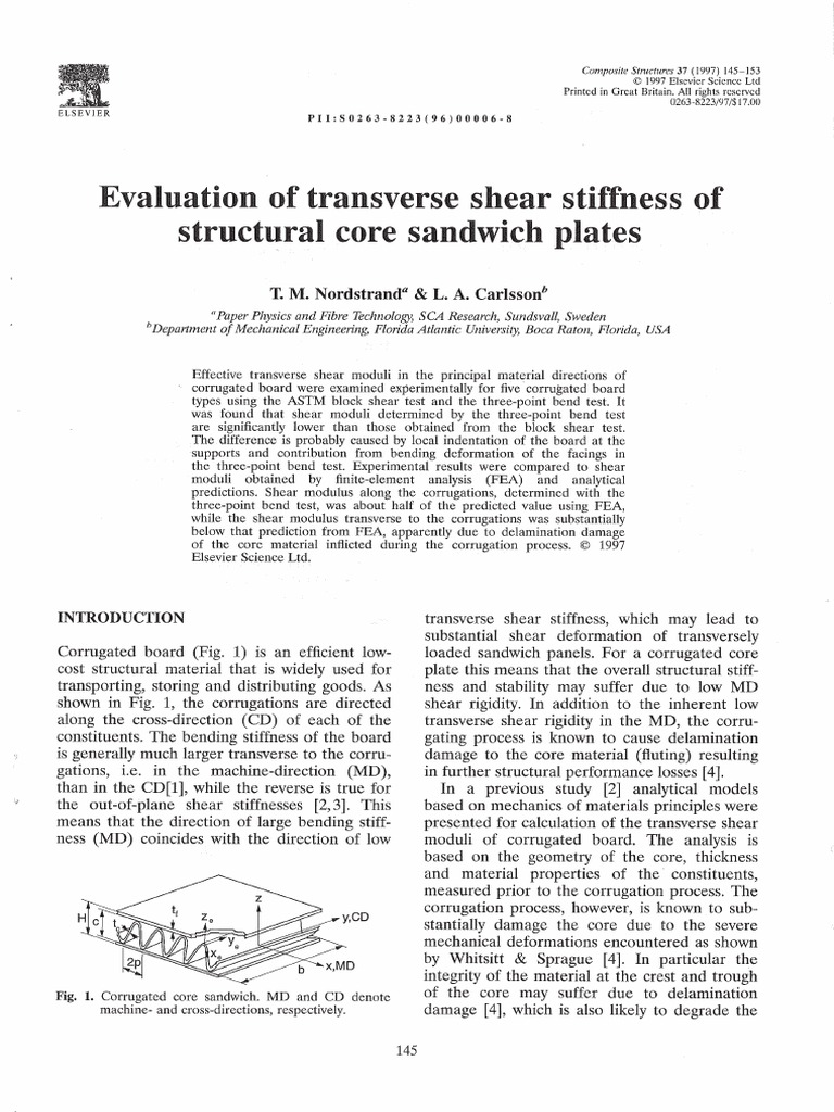 Evaluation of Transverse Shear Stiffness of Structural Core Sandwich