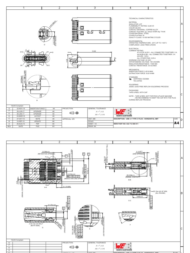 USB 3.1 Type C Plug Specifications | PDF | Electrical Connector | Soldering