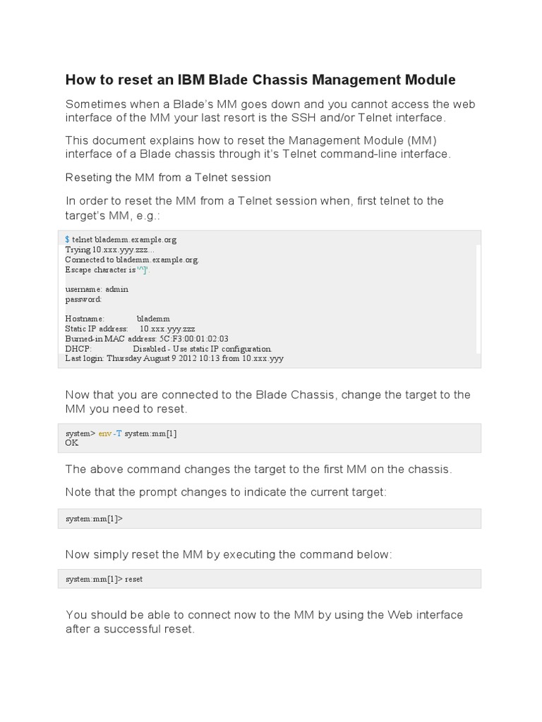 How To Reset An IBM Blade Chassis Management Module PDF