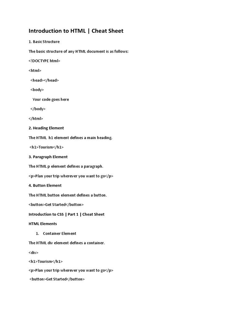 Static Web Site Cheat Sheets PDF