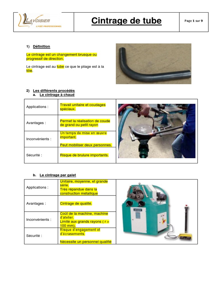 Cintrage de tubes méthodes et calculs PDF Flexion (matériau) Pi — free download